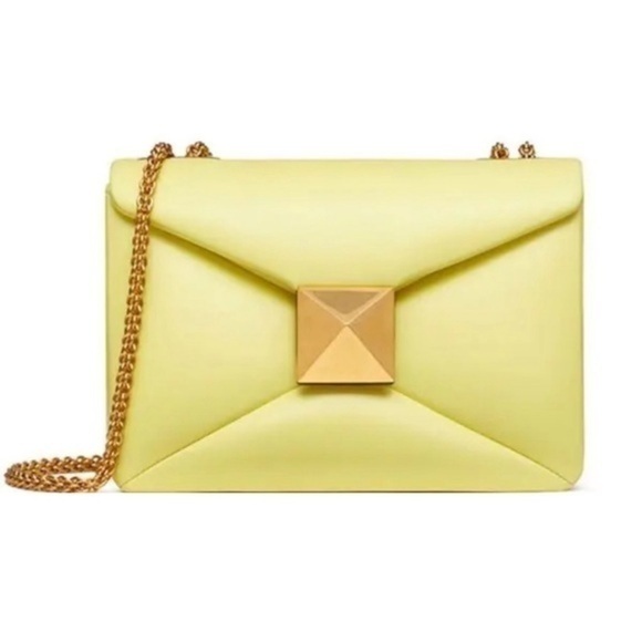 Valentino Garavani Handbags - Valentino Garavani Nappa One Stud Chain Clutch Pale Yellow